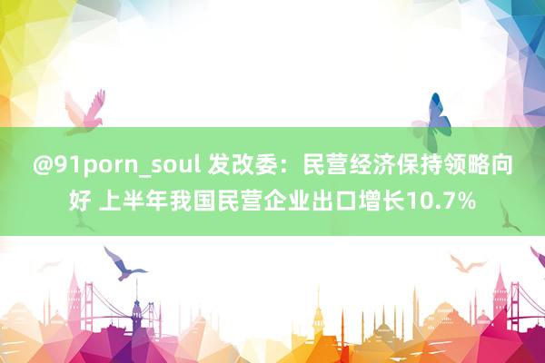 @91porn_soul 发改委：民营经济保持领略向好 上半年我国民营企业出口增长10.7%